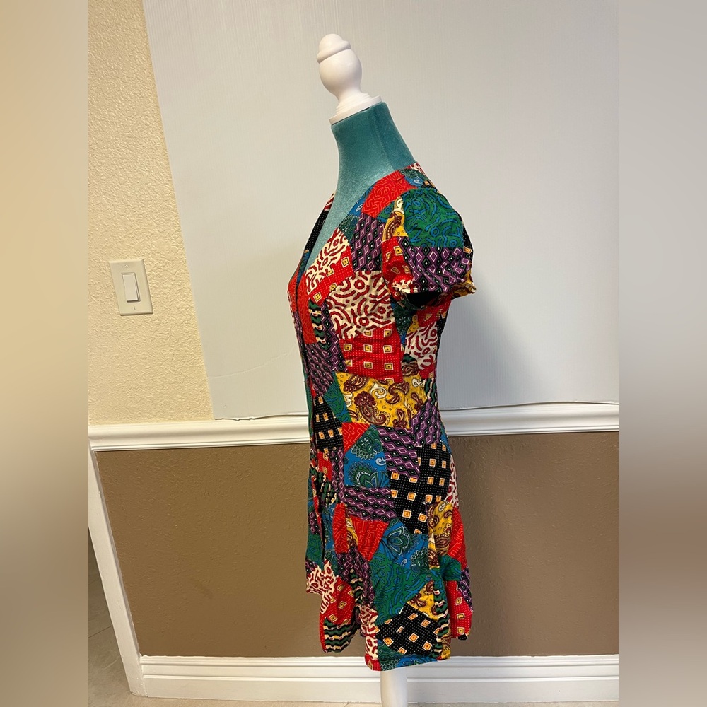 Dangerfield Multicolor Patchwork Mini Dress Size … - image 5